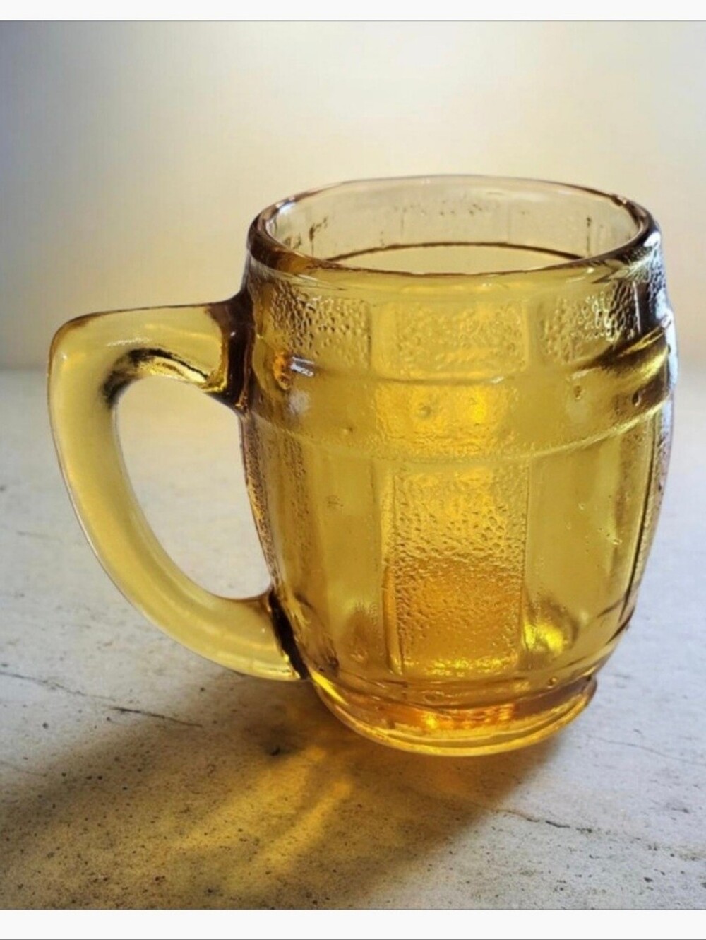 Vintage Amber Glass Barrel Shot Glass